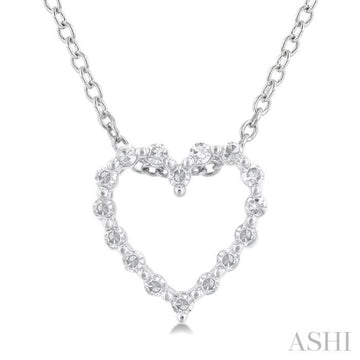 1/10 Ctw Heart Shape Round Cut Diamond Pendant With Chain in Sterling Silver